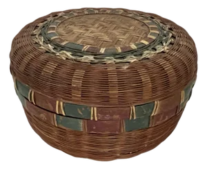 Antique Round Lidded Weaved Chinese Box