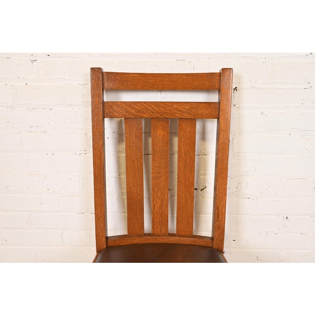 Early 20th Century Stickley Brothers Style Antique Mission Oak Arts & Crafts Desk Chair or Side Chair, Circa 1900 For Sale - Image 5 of 10