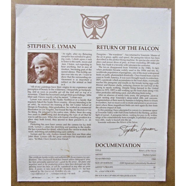 1990s Stephen Lyman Return of the Falcon Limited Edition Print Framed Signed 1205/1500 For Sale - Image 11 of 12