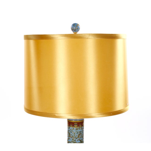 Mid-Century Modern Italian Blue Tapestry-Design Porcelain Table Lamps – Pair For Sale - Image 10 of 11