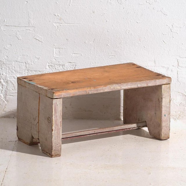 Wood Brown Low Stool, 1920s For Sale - Image 7 of 7