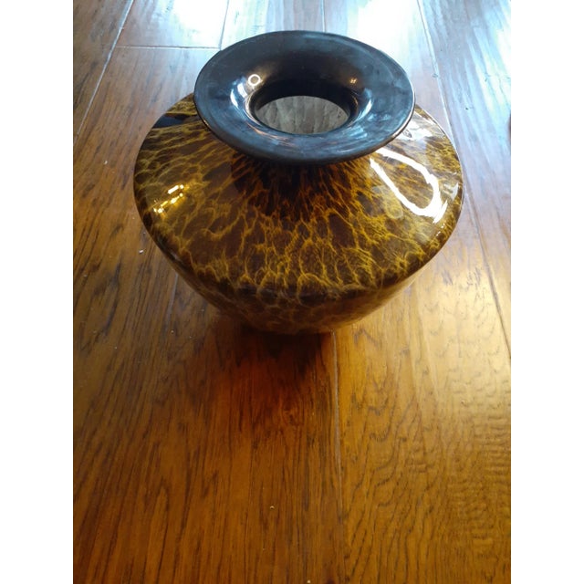 1980s Vintage Azzurra Vetreria Glass Squat Vase, Made in Italy For Sale - Image 5 of 7