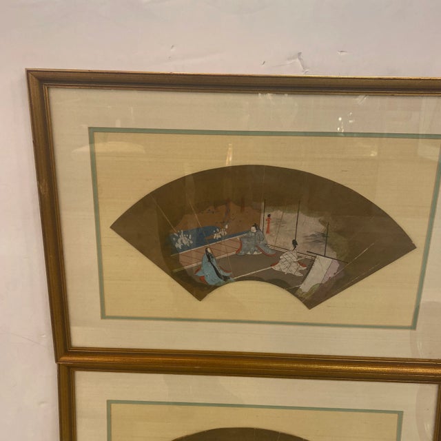 Japanese Set of Two Framed 19th Century Japanese Fans For Sale - Image 3 of 11