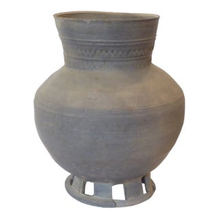 Korean Silla Dynasty Gray Ceramic Vase For Sale
