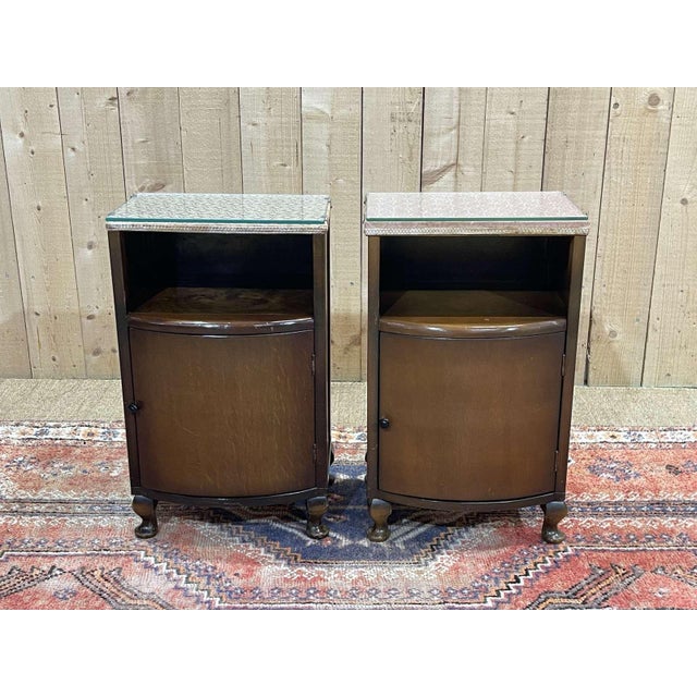 Brown English Oak Bedside Tables, 1950s, Set of 2 For Sale - Image 8 of 9