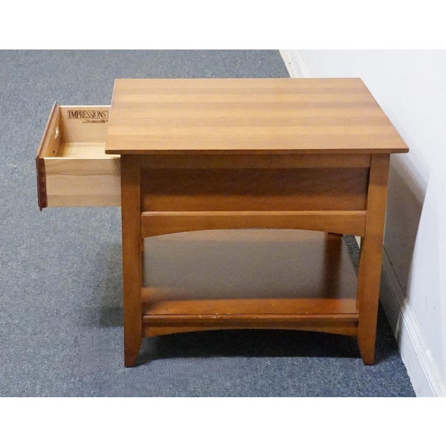 Thomasville Furniture Impressions Bridges Collection Solid Cherry Early American Shaker Style 23" Accent End Table For Sale In Kansas City - Image 6 of 11
