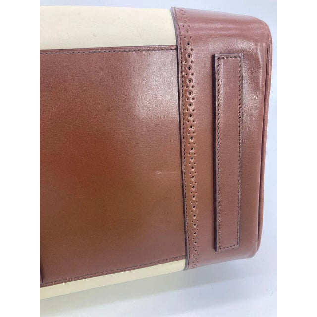 Ralph Lauren Cream and Brown Leather Rickey Bag For Sale - Image 11 of 12