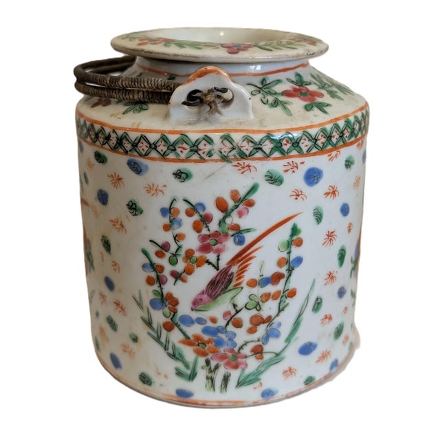 Chinese Antique Chinese Famille Rose Bird and Butterfly Teapot (Late 19th Century) For Sale - Image 3 of 8