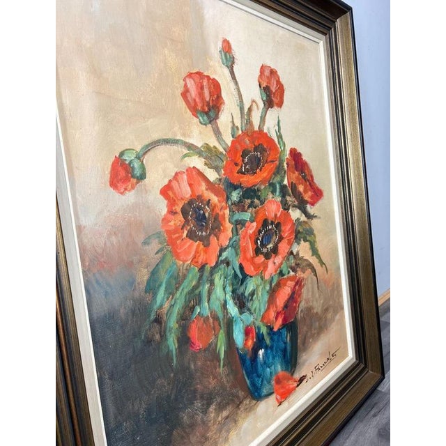 Unknown, Floral Still Life, Canvas, Framed For Sale - Image 3 of 11