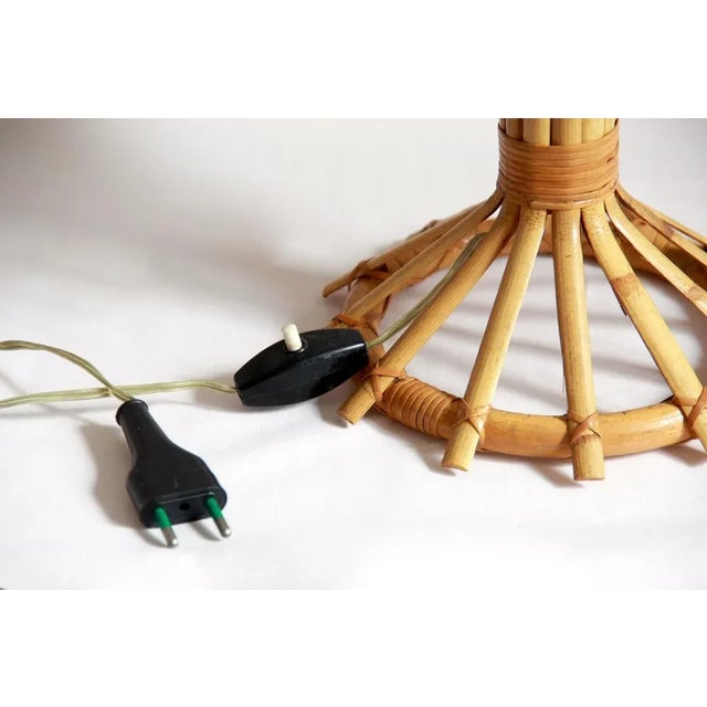 1950s Mid-Century Italian Torcia Table Lamp in Wicker, 1950s For Sale - Image 5 of 9