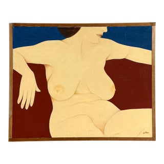 Vintage Boho Original Nude Painting of Female For Sale