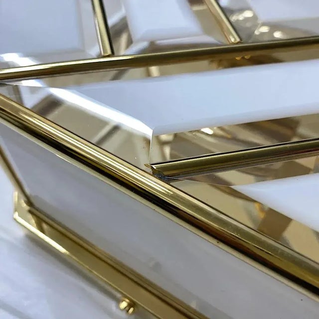 1970s a Italian Mid-Century Modern Brass and Glass Ceiling Light For Sale - Image 10 of 11