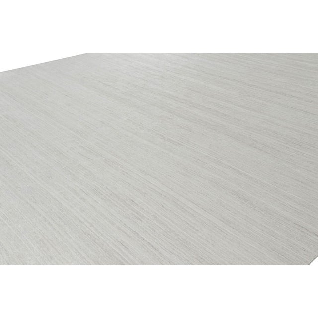 Contemporary Rug & Kilim’s Oversized Textural Rug in Solid White, Gray and Cream Striae For Sale - Image 3 of 8