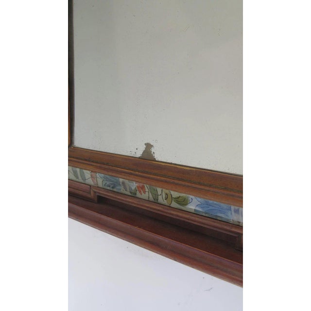 European Late 18th Century Pine Courting Mirror with Reverse Painted Glass depicting Flowers and Acorns For Sale - Image 4 of 7