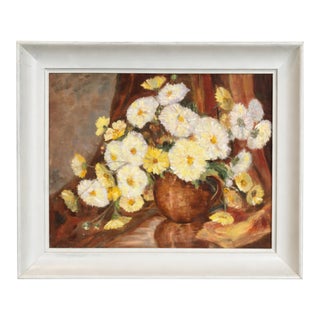 Vintage 1967 Floral Still Life Oil Painting by Mary Black – Signed & Dated – Framed For Sale