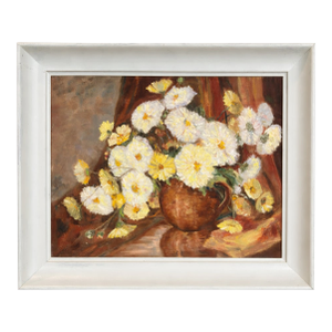 Vintage 1967 Floral Still Life Oil Painting by Mary Black – Signed & Dated – Framed