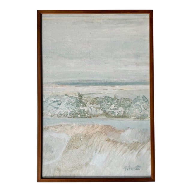 1980's Vintage Abstract Expressionist Style Landscape Oil Painting - Framed/ Sold For Sale
