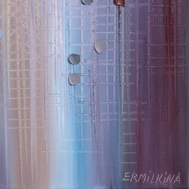 2020s Skyline - Abstract Muted Color Textured Impasto Cityscape Oil Painting Original Artwork by Ekaterina Ermilkina For Sale - Image 5 of 7