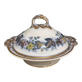 Antique Ceramic Wedgwood Pearl Bowl With Lid Bramble C1865 For Sale