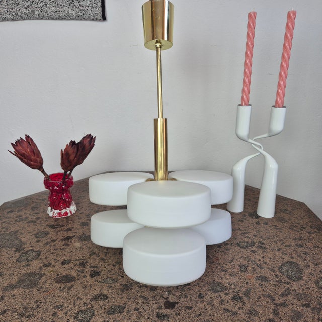 Mid-Century Brass and Glass Pendant from Kaiser, 1960s For Sale - Image 11 of 12