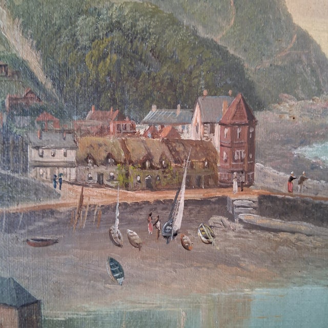 Nostalgically lovely painting by noted British artist Richard Allam of the Lynmouth Harbor as it was long ago. There is a...