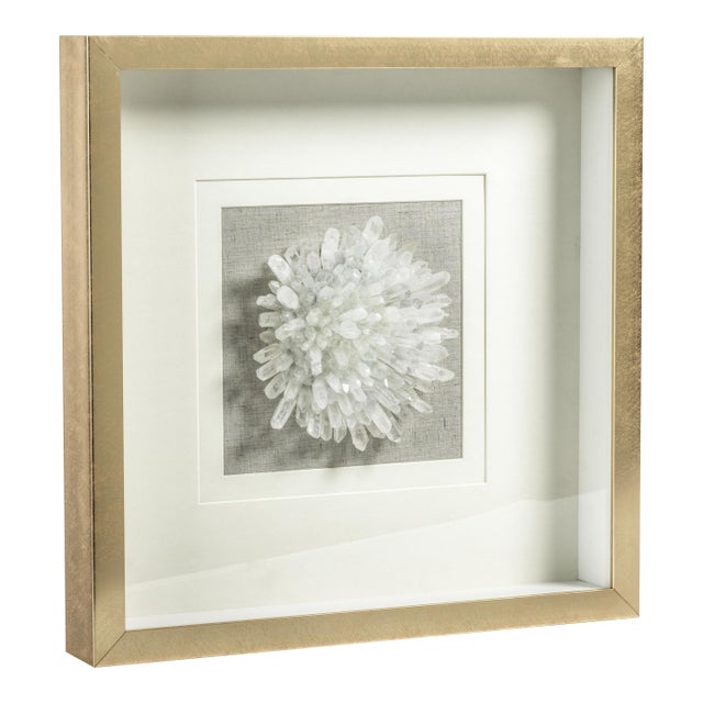 Gold Framed Crystal Flower 18" x 18" For Sale