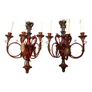 19thc Monumental French Louis XVI - XVI Transitional Bronze Wall Sconces a - Pair For Sale