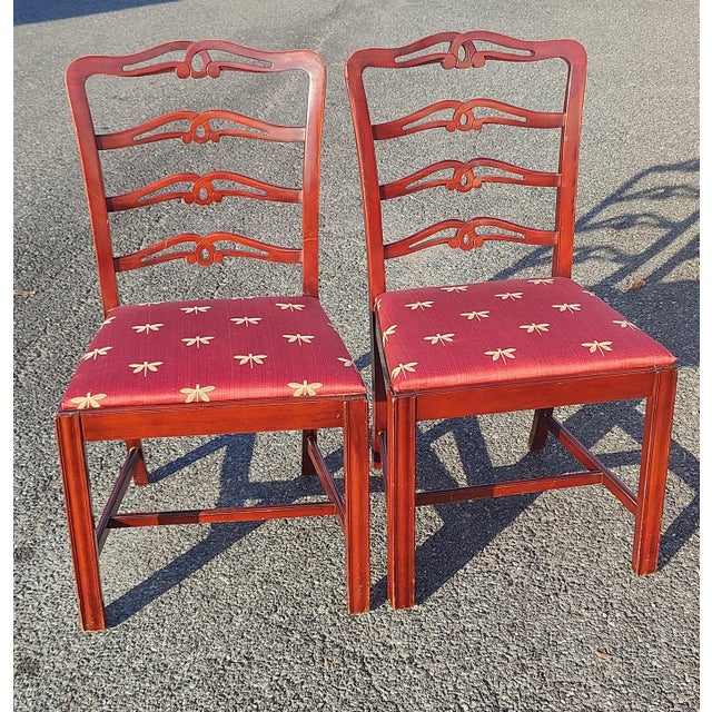 Mid 20th Century Vintage Pair of 19th Century Style English Chippendale Side Chairs For Sale - Image 5 of 8