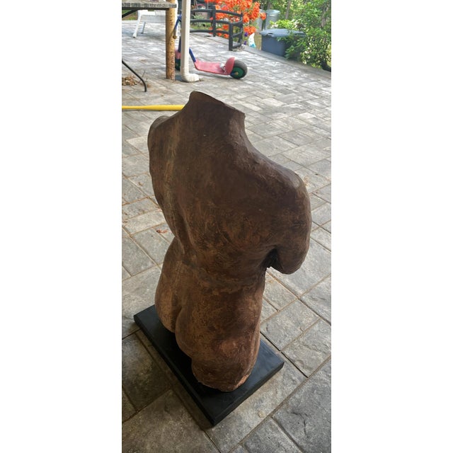 1960s Large 31-Inch Mid-Century Modern Brutalist Cast Stone Female Torso Sculpture For Sale - Image 4 of 6