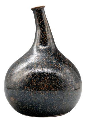 Mid-Century Tenmoku Glazed Kyō-Yaki Vase attributed to Miura Chikken, Japan, 1960s