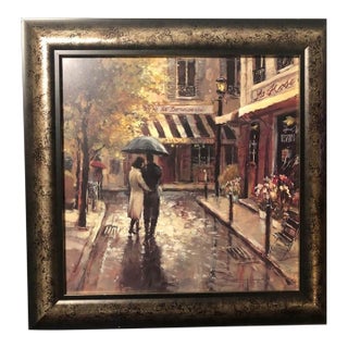 Brent Heighton "Romantic Stroll" Framed Parisian Impressionist Print For Sale