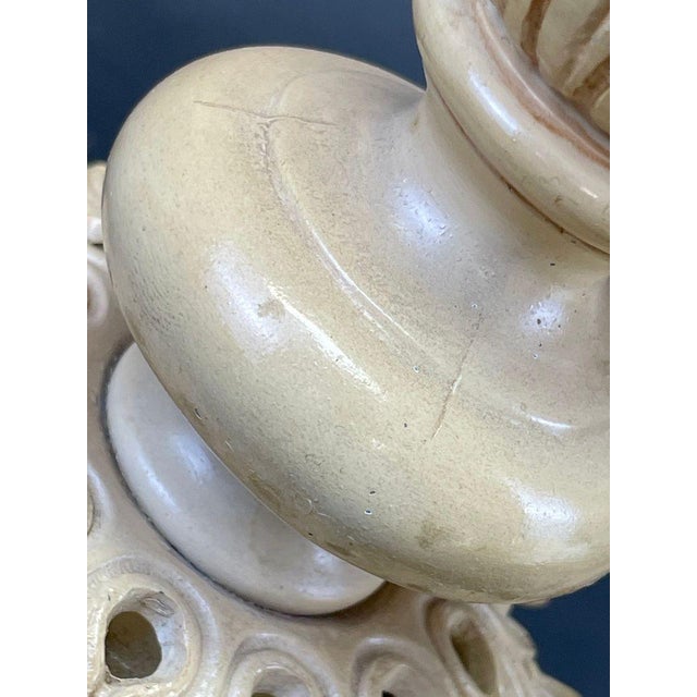 Vintage Italian Capodimonte Floral Relief Table Lamps - Pair For Sale - Image 9 of 12