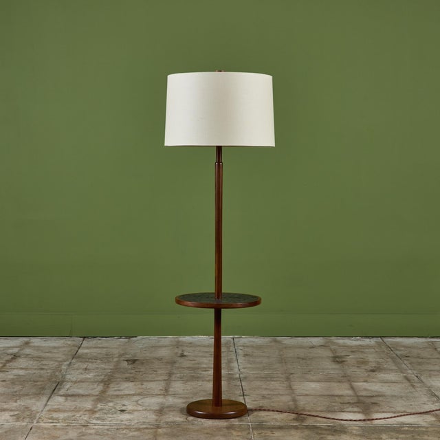 Gordon & Jane Martz Floor Lamp with Black Coin Tile Mosaic Side Table For Sale - Image 9 of 12