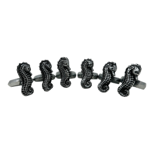 Vintage Seahorse Napkin Rings (Set of 6) | 1990s Nautical Coastal Table Decor | Antique Silver Tone Metal by India Handicrafts Inc.