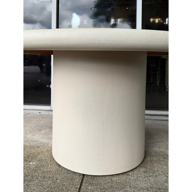 Karl Springer 1980s Karl Springer Style Grasscloth Wrapped Dining Table For Sale - Image 4 of 6