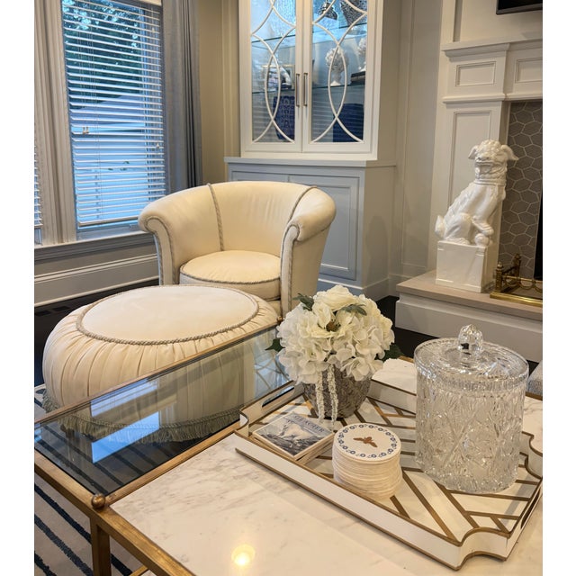 Custom Upholstered Lounge Chair & Ottoman For Sale - Image 12 of 12