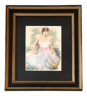 Original Vintage Impressionist Watercolor Dancer 1950’s