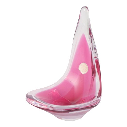 Organic Pink and White Coquille Bowl by Paul Kedelv for Flygfors, 1950s For Sale