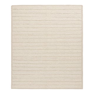 Rug & Kilim’s Textural Kilim Rug in Cream and White High-Low Stripes - 10x14 For Sale