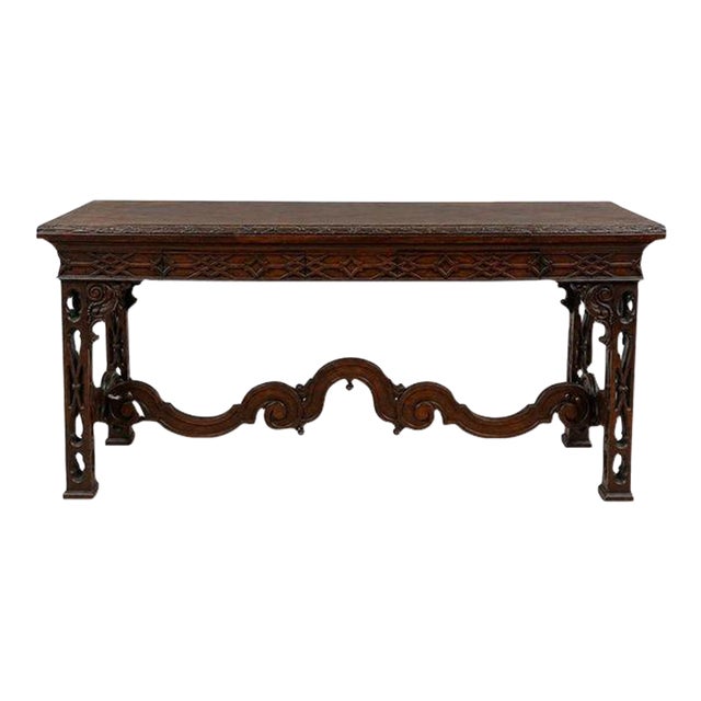 Vintage Chinese Chippendale Style Flip-Top Console Dining Table For Sale