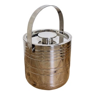 Vintage Stainless Steel Lidded Ice Bucket For Sale