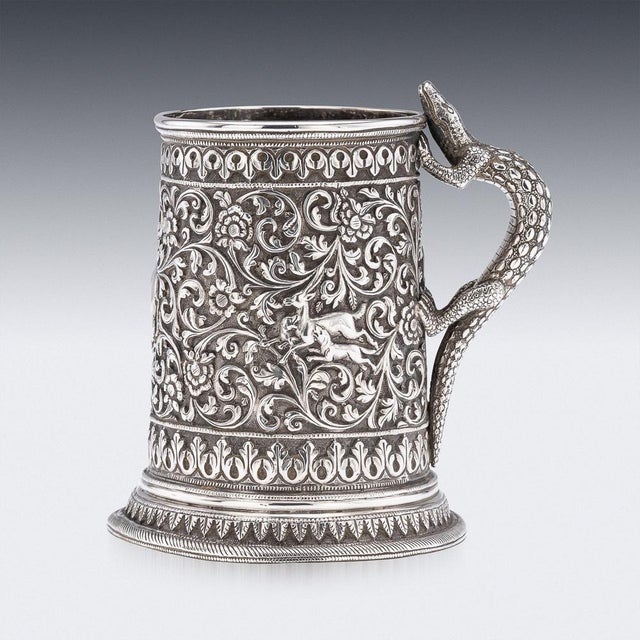 Antique Indian Kutch Silver Mug by Oomersi Mawji for Bhuj, 1890s For Sale - Image 12 of 13
