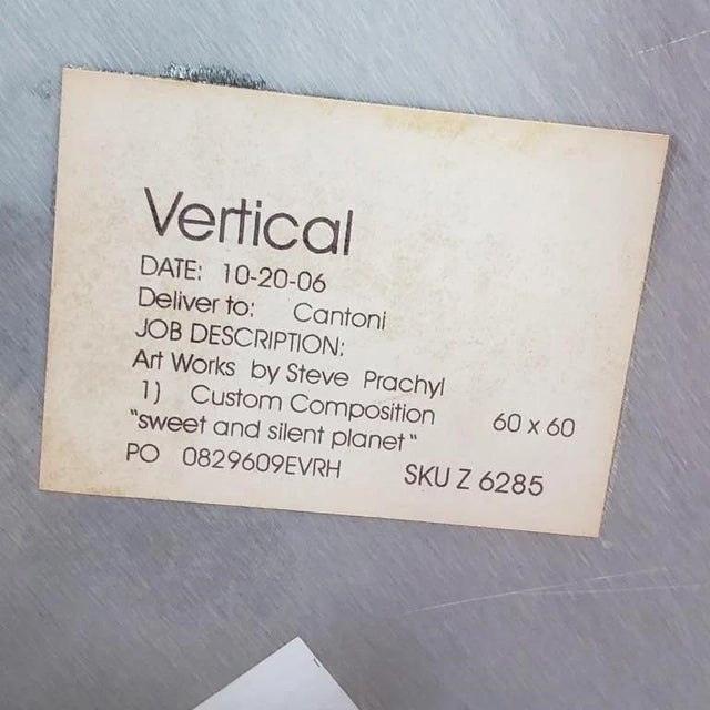 2000 - 2009 Steve Prachyl “Sweet and Silent Planet” Large Brushed Aluminum Wall Art, 60”sq — Vertical for Cantoni For Sale - Image 5 of 5