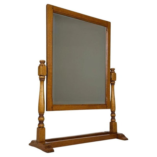 Antique English Oak Dressing Table Mirror, 1900s For Sale - Image 3 of 13