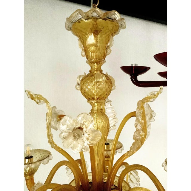 Venetian Murano-Style Chandelier in Transparent and Amber Glass by Simoeng For Sale - Image 11 of 13