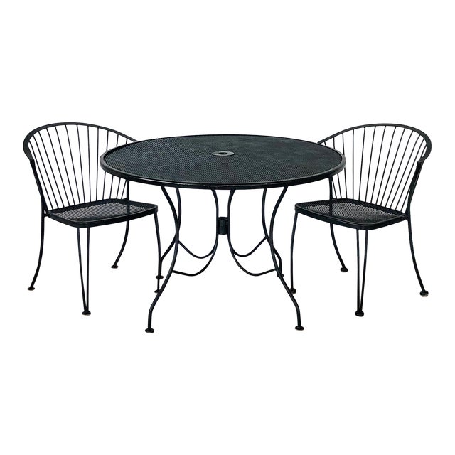 MidCentury Modern Woodard Pinecrest Wrought Iron Patio Set 3 Pieces Chairish