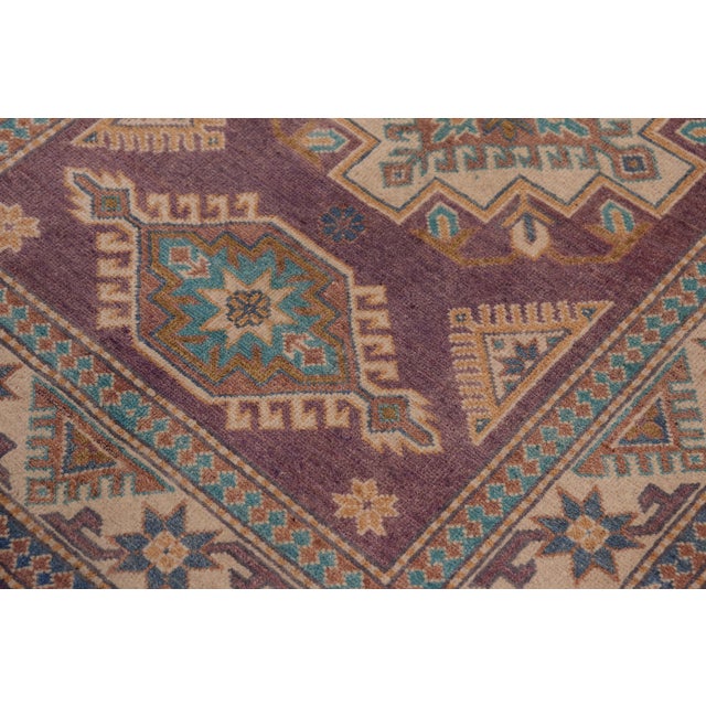 Tribal Tribal Kazak Light Purple/Beige Wool Rug - 3'4''x4'10'' For Sale - Image 3 of 10