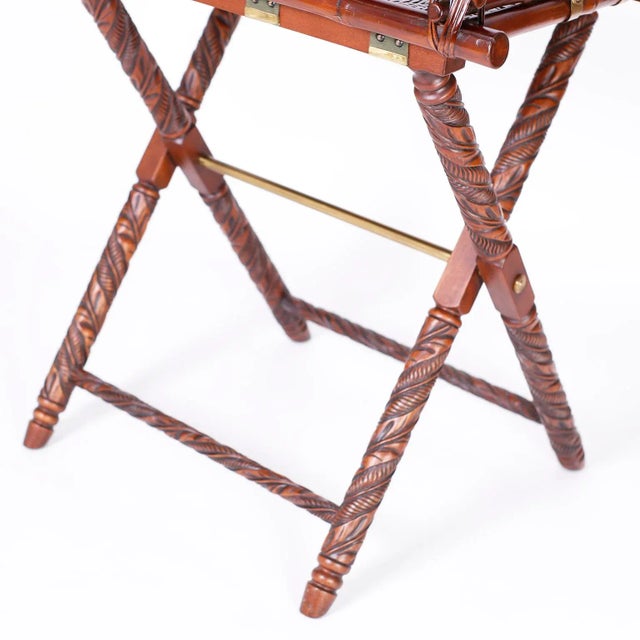 Serving Tray on a Folding Stand For Sale In West Palm - Image 6 of 11