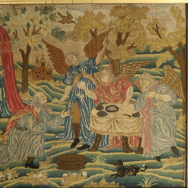 Traditional Early 18th Century Needlework Picture Depicting Angels For Sale - Image 3 of 12