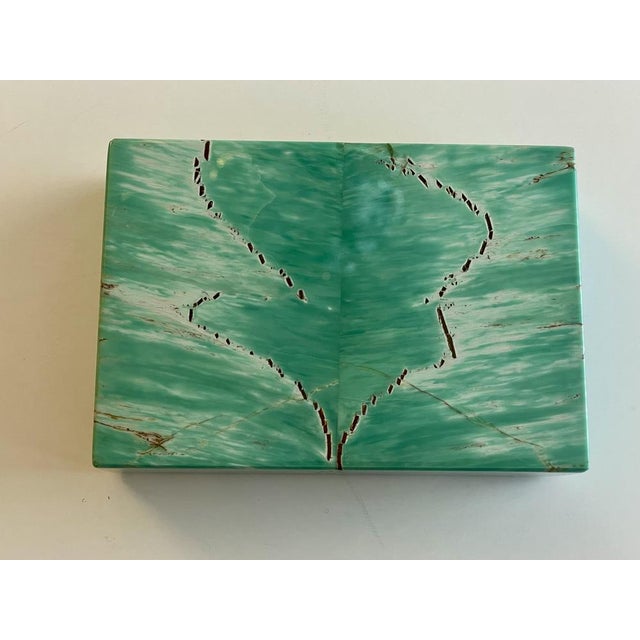 Vintage Amazonite Jewelry Box with Sterling Silver Hinges, 1950 For Sale - Image 9 of 10